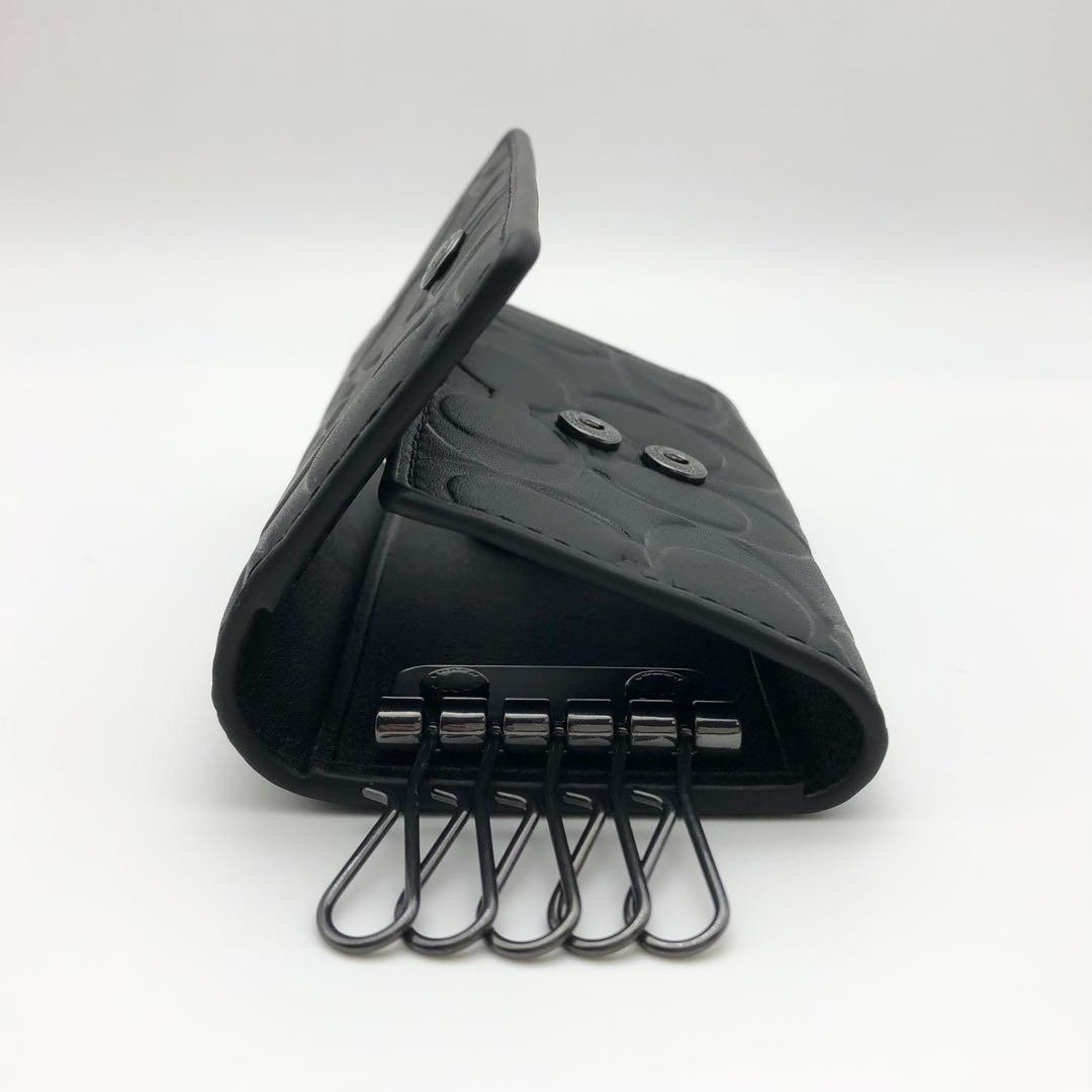 COACH ★大人気★ 5リングキーケース シグネチャー レザー ブラック 新品