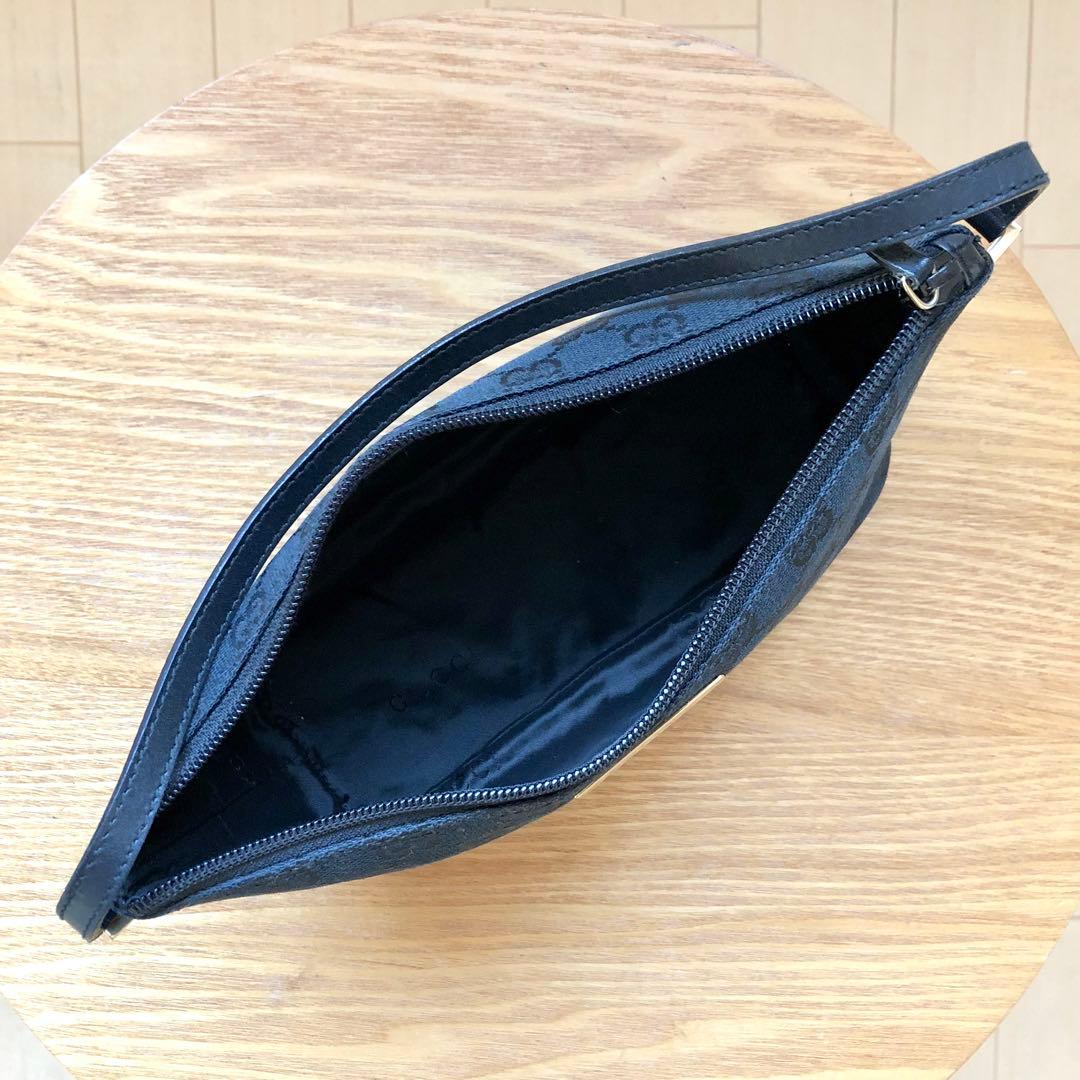 GUCCI グッチ アクセサリーポーチ パーティーバッグ GG柄キャンバス 黒