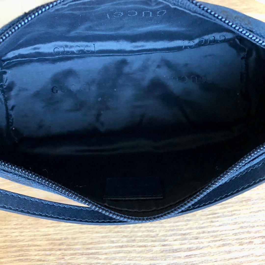 GUCCI グッチ アクセサリーポーチ パーティーバッグ GG柄キャンバス 黒