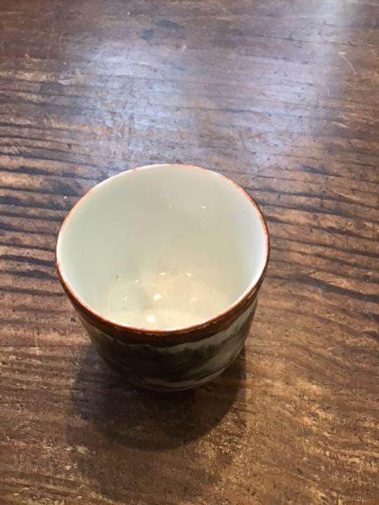 細密画富士山風俗画湯呑　明治期　九谷焼