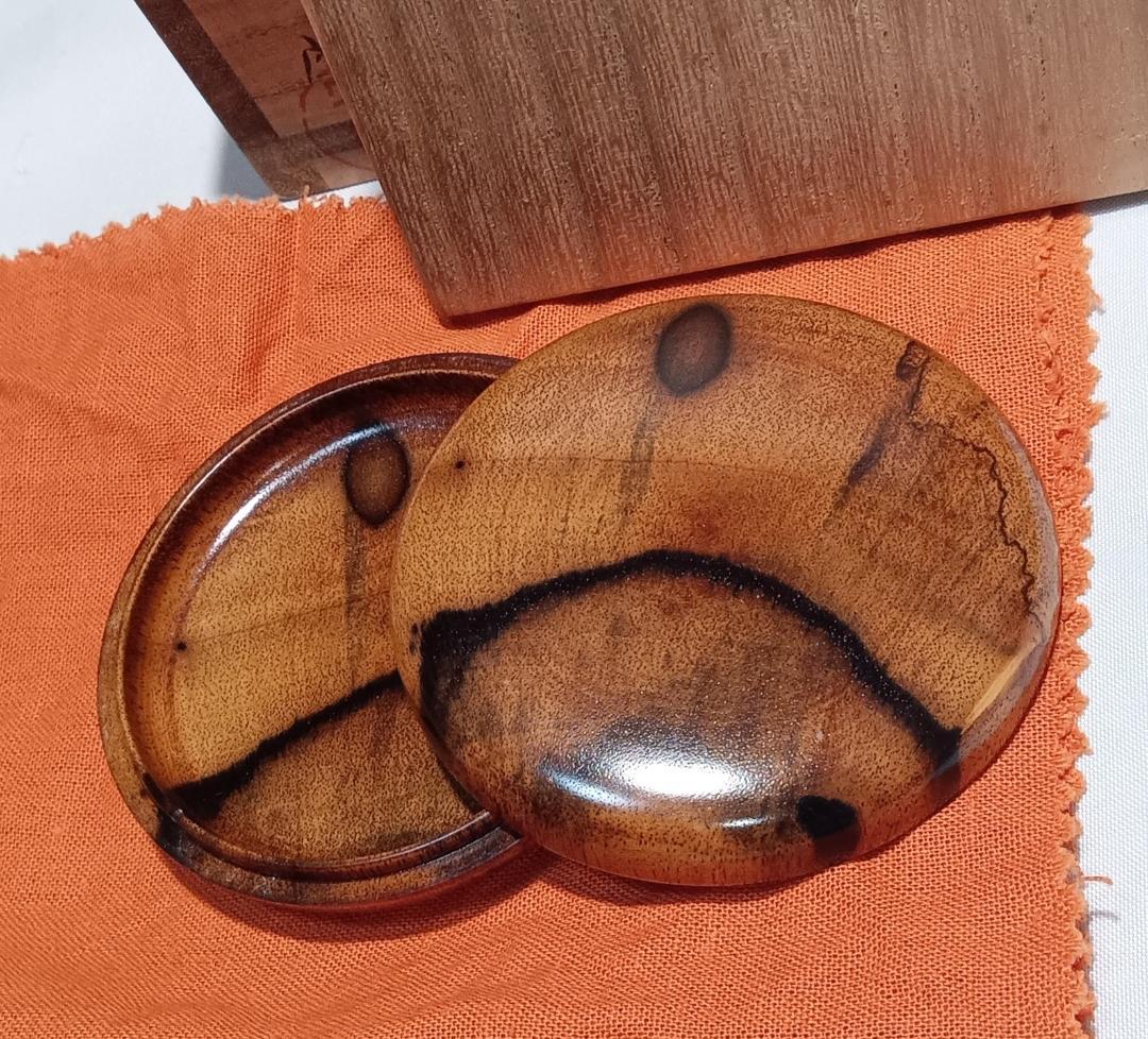 茶道具　木地師小谷宗隆作　摺漆塗黒柿丸香合　超美品！！