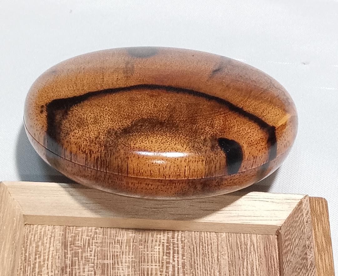 茶道具　木地師小谷宗隆作　摺漆塗黒柿丸香合　超美品！！