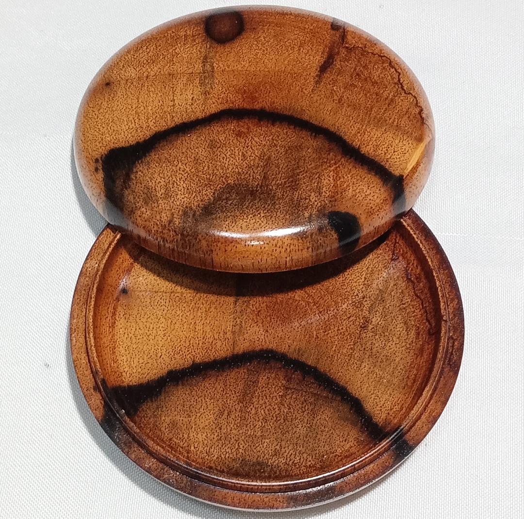 茶道具　木地師小谷宗隆作　摺漆塗黒柿丸香合　超美品！！