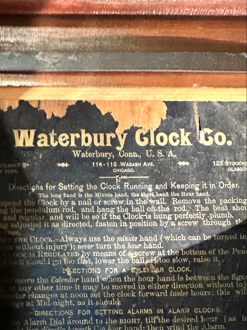 タイメックス　の前身 ウォーターベリークロックの柱時計 made in USA