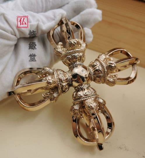 【修縁堂】 密教法具 銅製法器法具 細工 五鈷十字杵 仏教法具