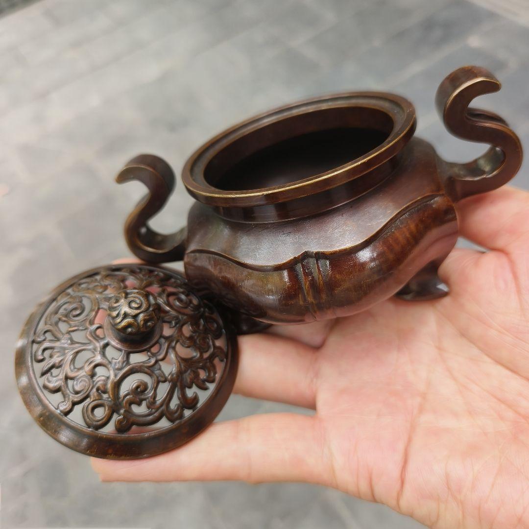 銅製 海棠薫香炉 香炉 檀香香炉 茶道沈香炉 香道具 装飾品 工芸品 置物