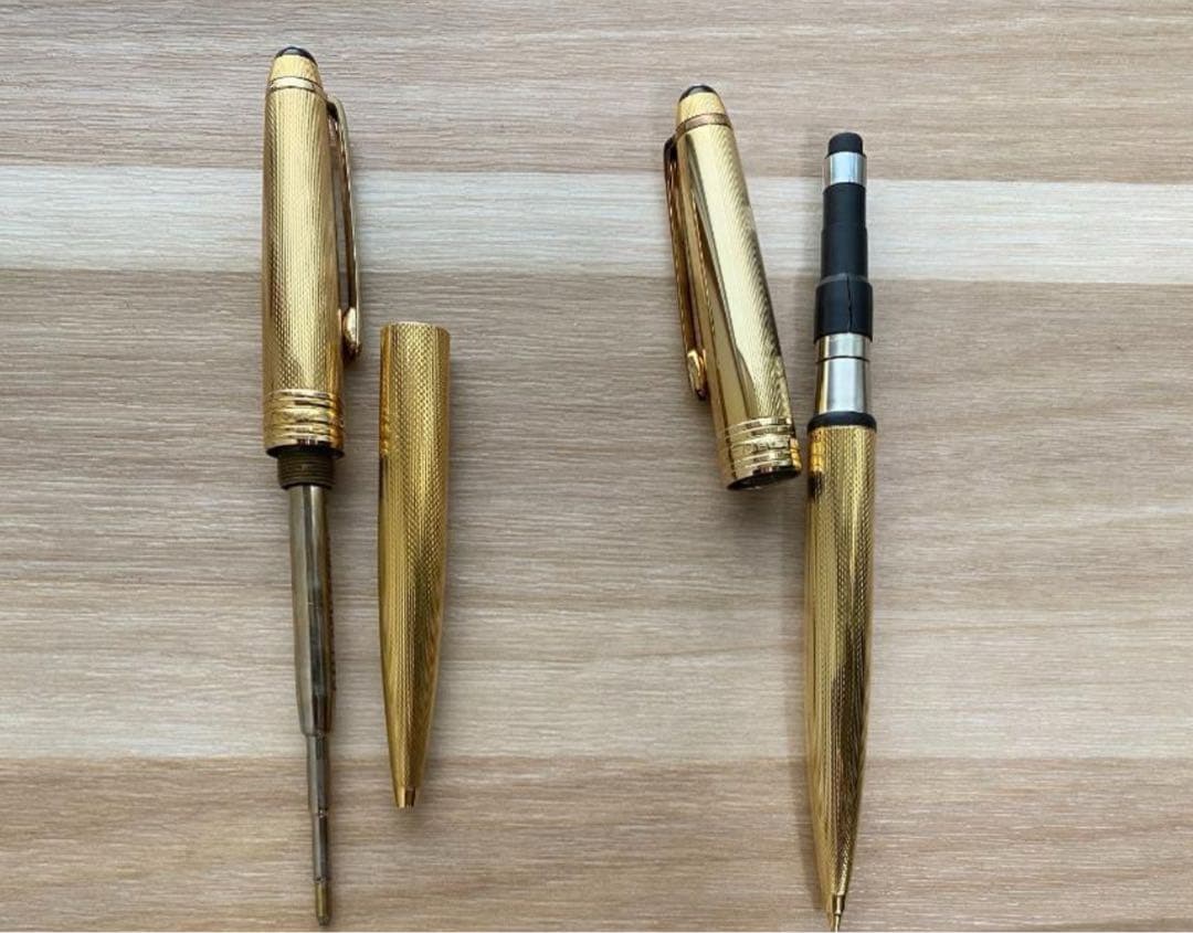 2本　美品 モンブラン ソリテール ゴールドプレート ボールペンとシャーペン
