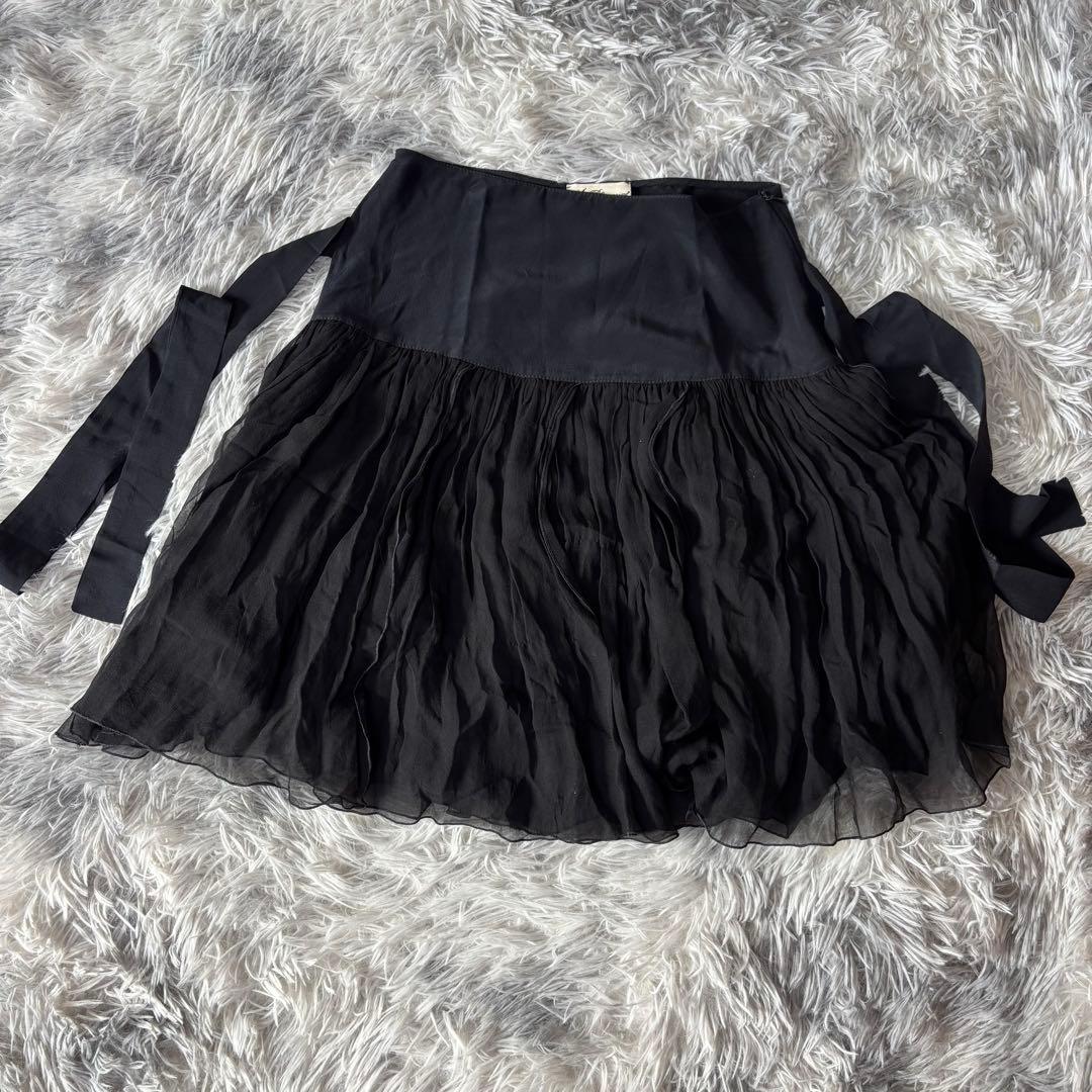 Blumarine ブルマリン シフォンスカート ブラック シルク イタリア