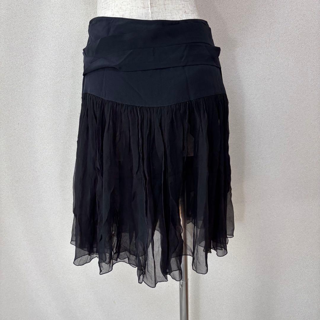 Blumarine ブルマリン シフォンスカート ブラック シルク イタリア