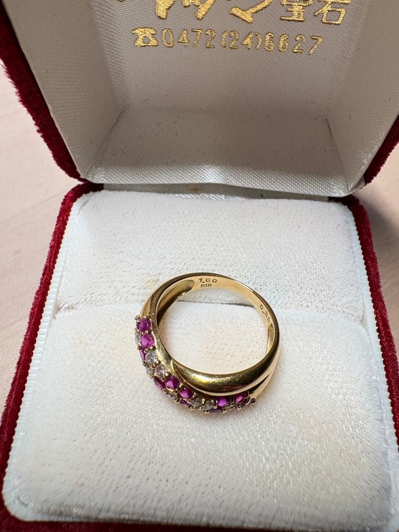 K18/YG ダイヤモンド&ルビー11号　レディースリング　4g