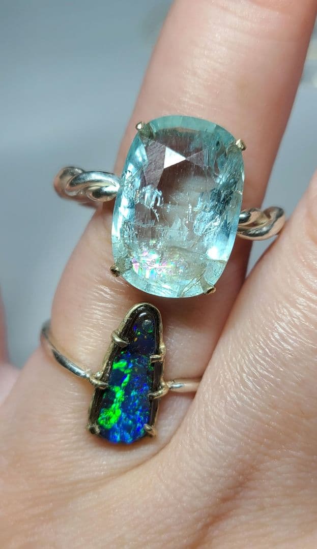 ミラノレインボーインクル入り★非加熱アクアマリン★オーダー