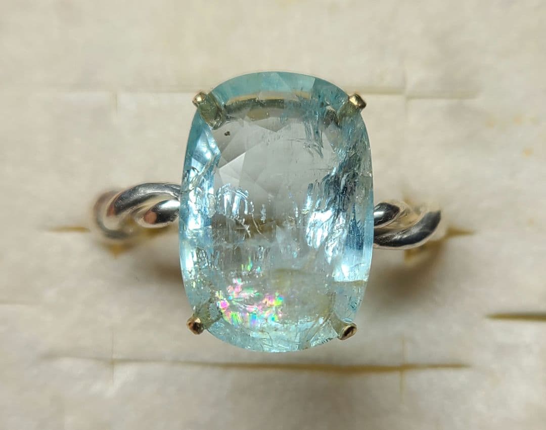 ミラノレインボーインクル入り★非加熱アクアマリン★オーダー