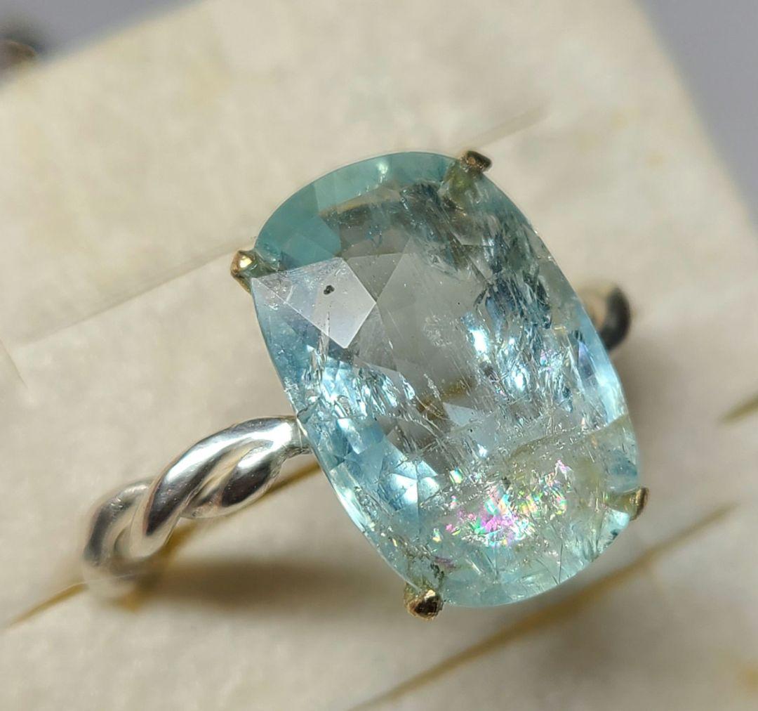 ミラノレインボーインクル入り★非加熱アクアマリン★オーダー