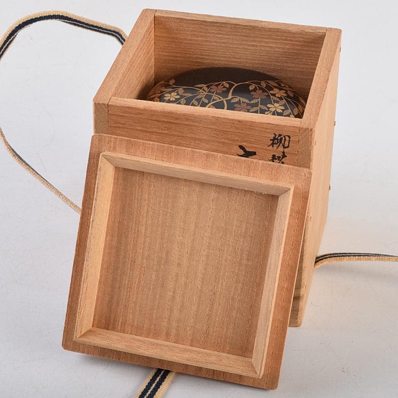茶道具　山中塗　中村宗悦作　柳桜蒔絵　大棗　共箱　V　R9519