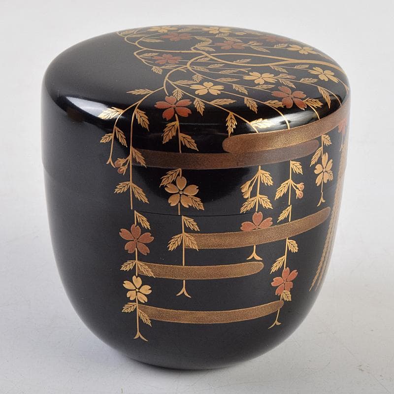 茶道具　山中塗　中村宗悦作　柳桜蒔絵　大棗　共箱　V　R9519