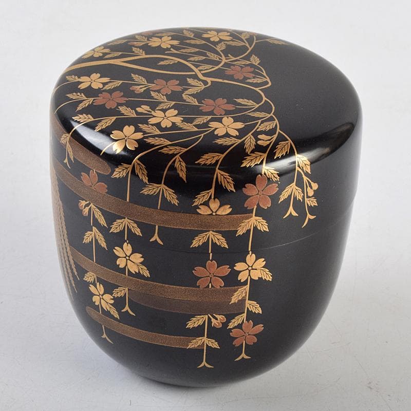 茶道具　山中塗　中村宗悦作　柳桜蒔絵　大棗　共箱　V　R9519