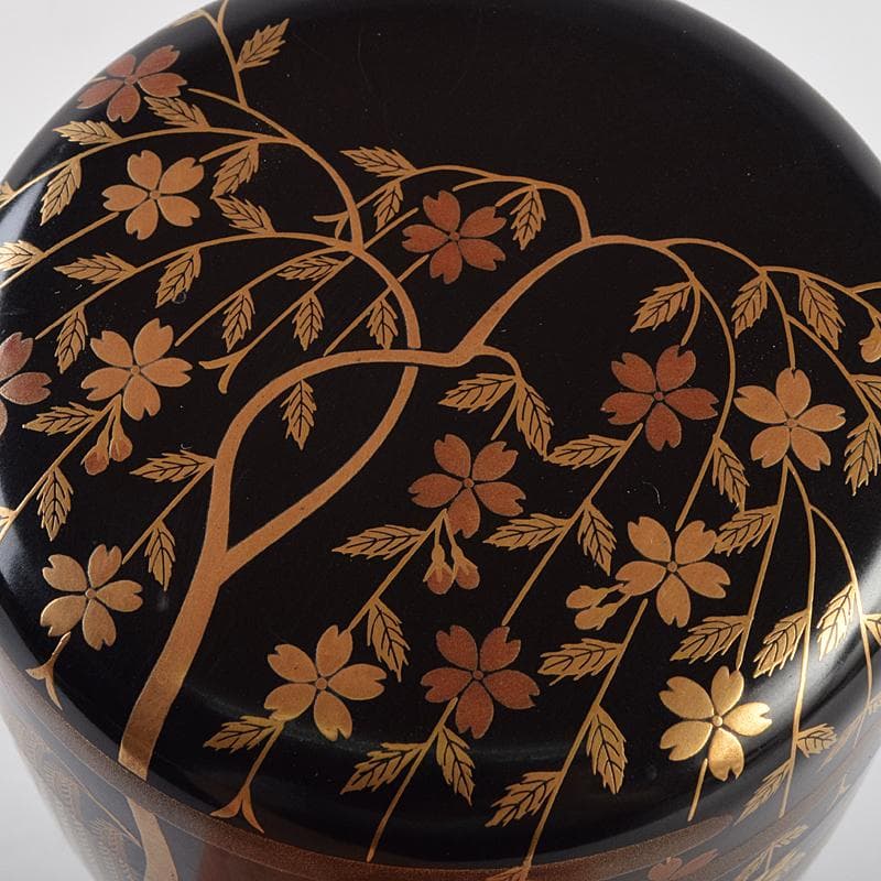 茶道具　山中塗　中村宗悦作　柳桜蒔絵　大棗　共箱　V　R9519