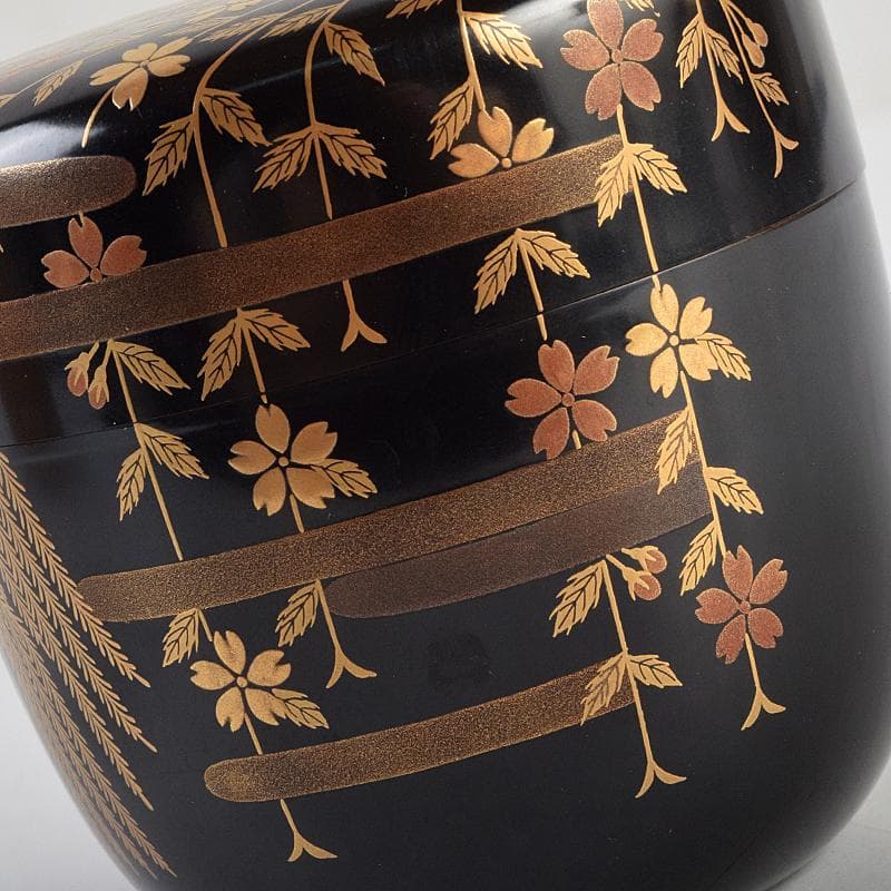 茶道具　山中塗　中村宗悦作　柳桜蒔絵　大棗　共箱　V　R9519