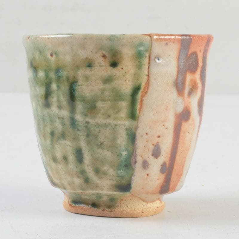 マサオ 煎茶道具　織部焼　煎茶碗　十客　陶印有　時代箱　V　9322