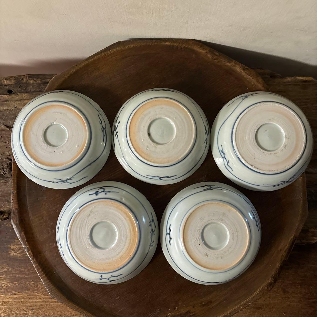 古伊万里膾皿5点内1点ヒビ有り　古道具　骨董　アンティーク　白磁　酒器　検:李朝