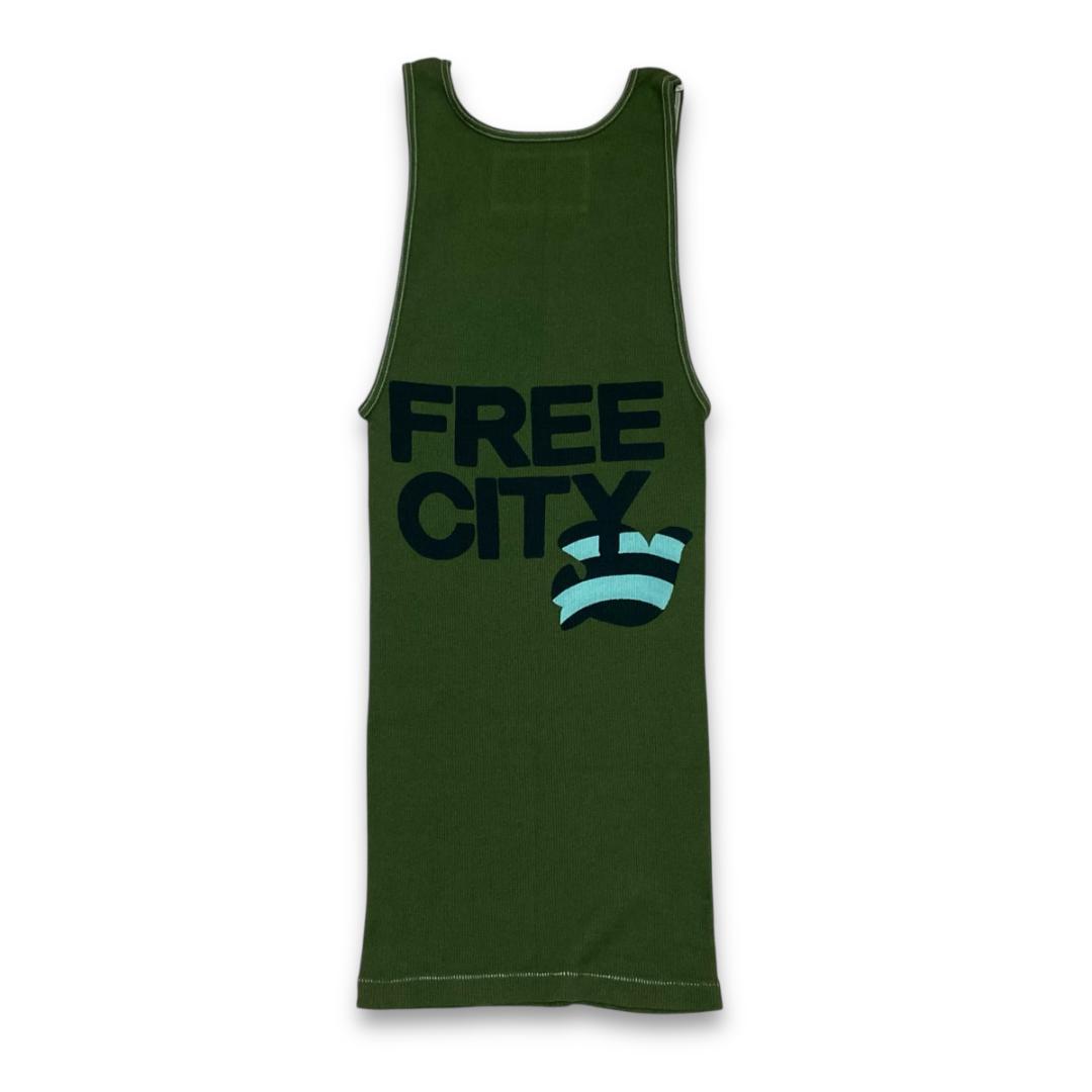FREECITY　フリーシティ　リブ タンクトップ　グリーン　３　キムタク