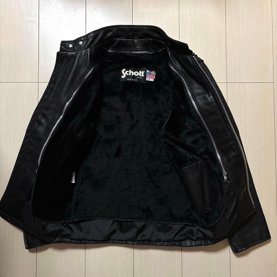 美品 SCHOOT ボアライナー付き レザー シングルライダース ブラック 34