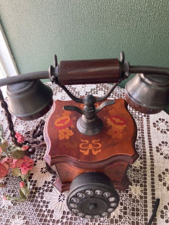 イタリア製 テレフォン 電話機 象嵌細工 インテリア ビンテージ アンティーク