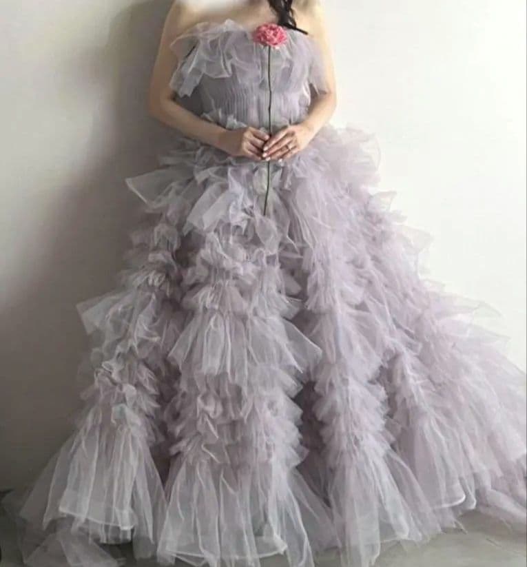 ドレスプロダクション 薄紫 フリルチュールドレス