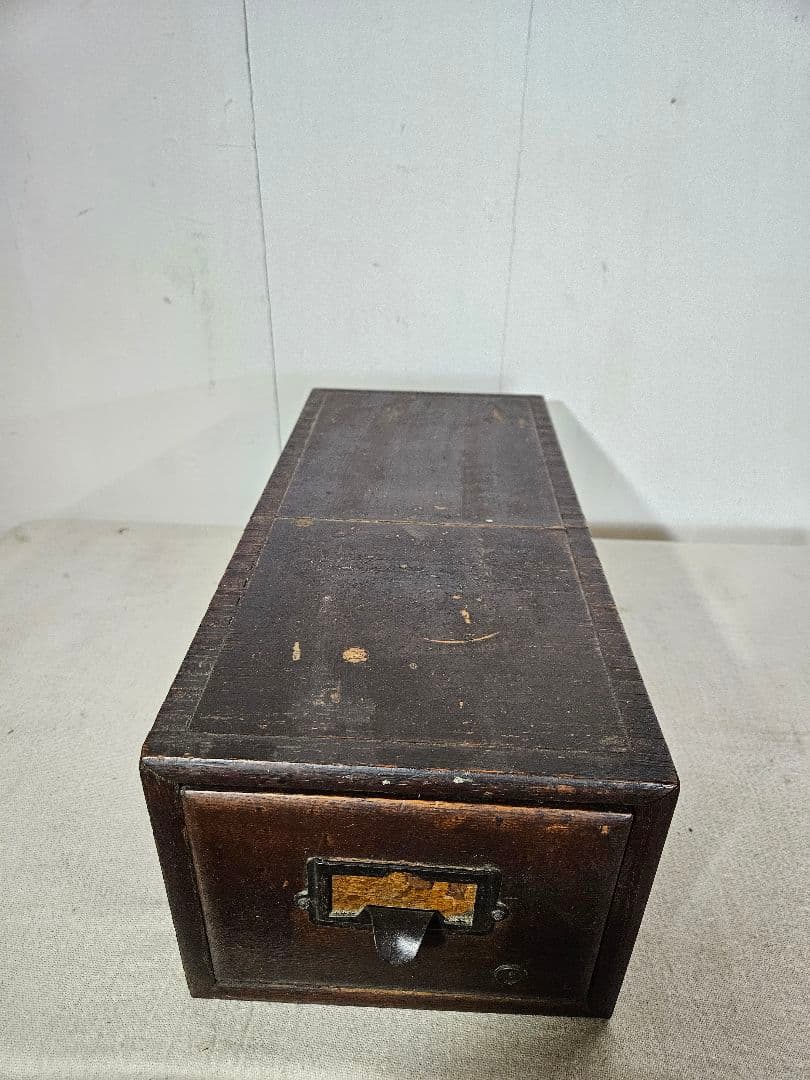 USアンティーク 木製のカードキャビネット ファイル ホルダー ドロワー 卓上