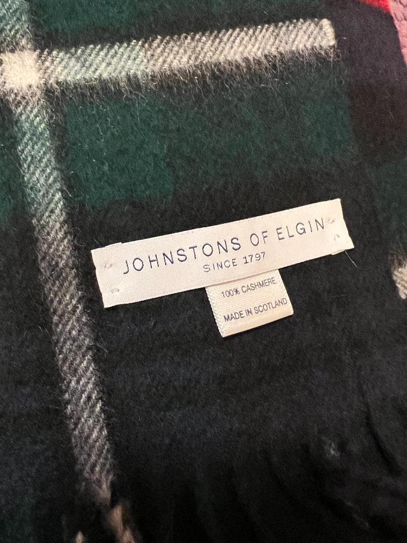 ジョンストンズ カシミア 大判ストール タータンチェック マッケンジー