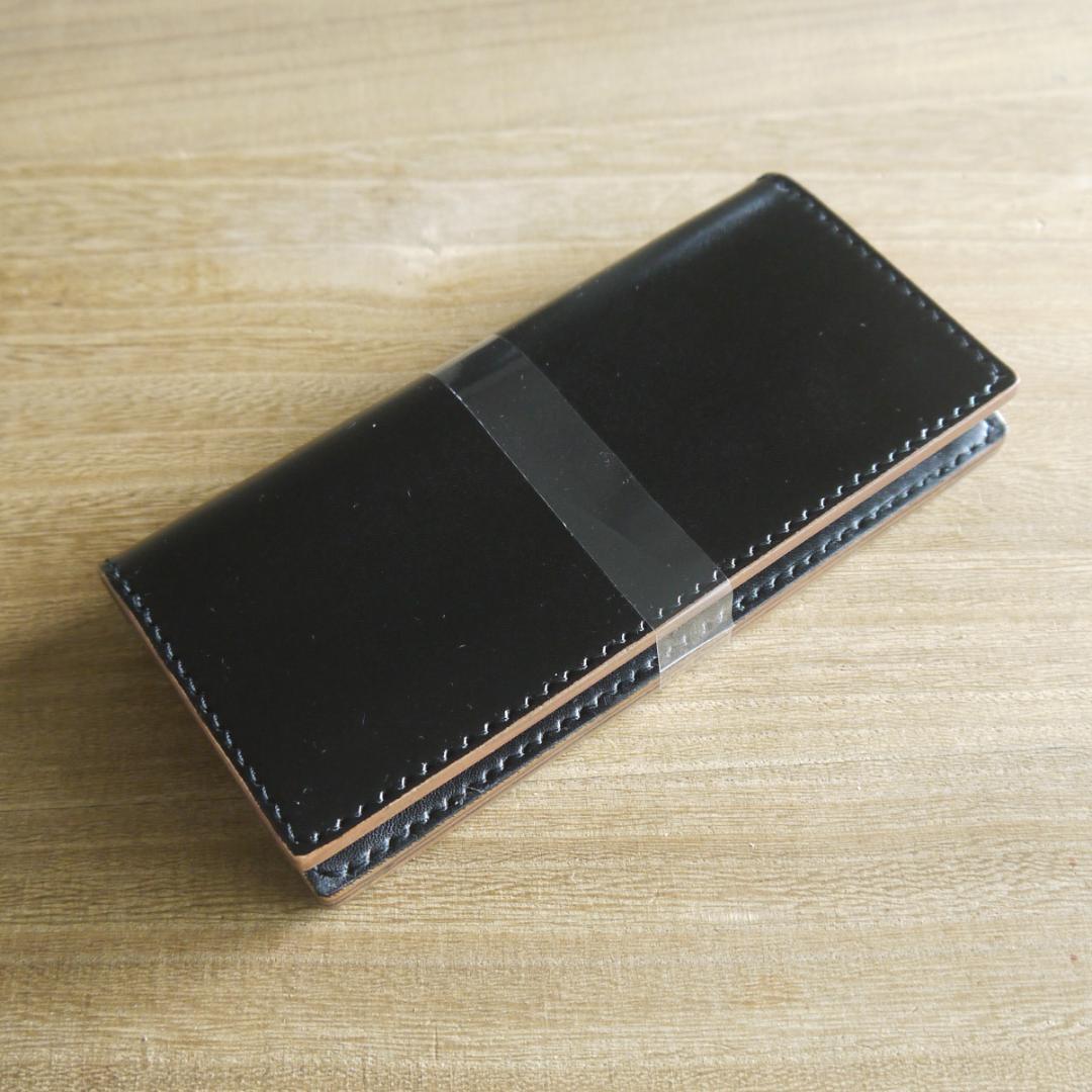 【ウーロン様】ヌメ革　栃木レザー　サドルレザー　ロングウォレット　二つ折り　黒