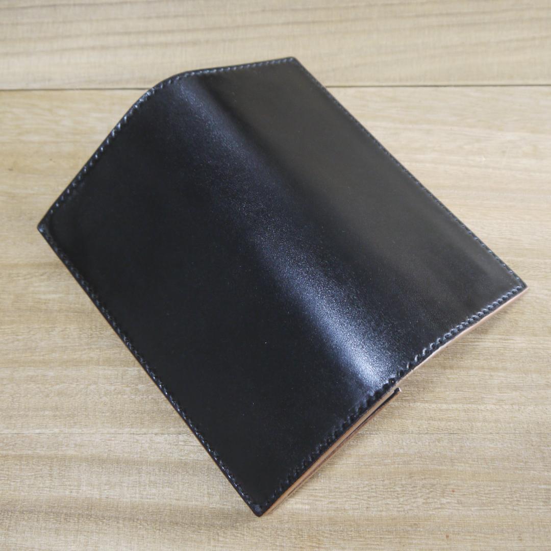 【ウーロン様】ヌメ革　栃木レザー　サドルレザー　ロングウォレット　二つ折り　黒