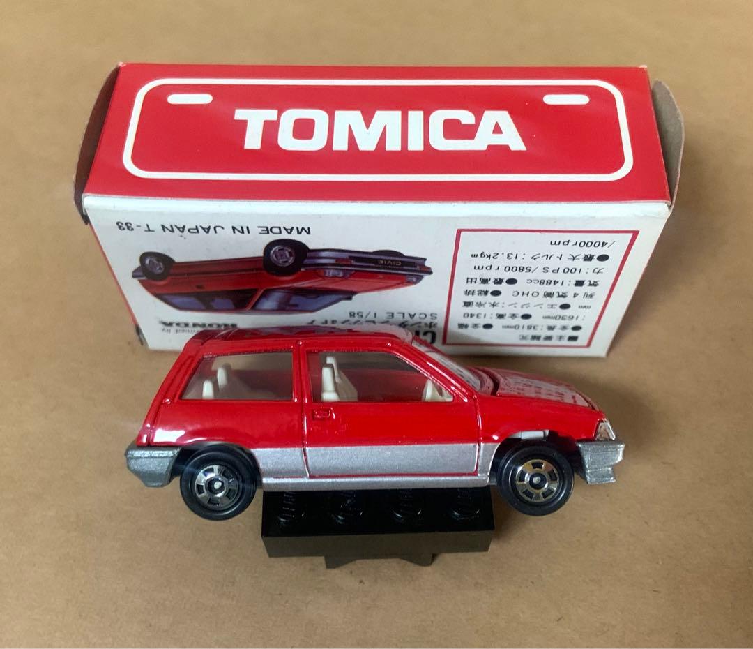 赤箱　トミカ17　JMAC特注　ホンダ シビック3ドア　日本製　レッド×銀タンポ