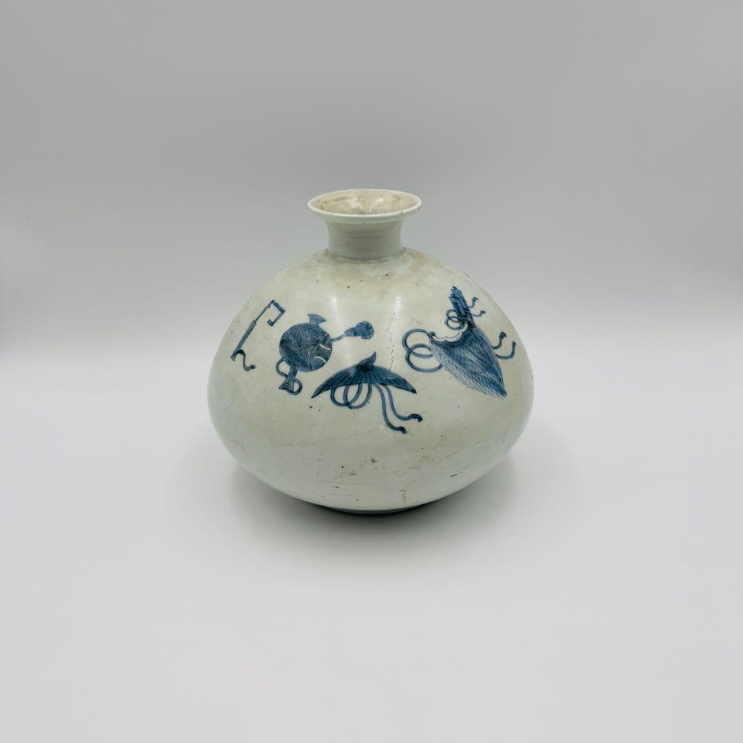 【時代　伊万里宝尽くし紋様壺】花瓶　花生　華道　フラワーアレンジ