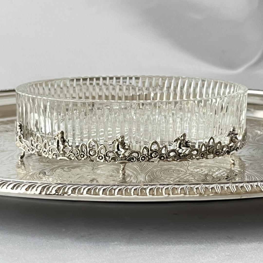 【ALBO】【純銀 / ガラス】天使と薔薇 オーバルのオーナメント 16.5cm