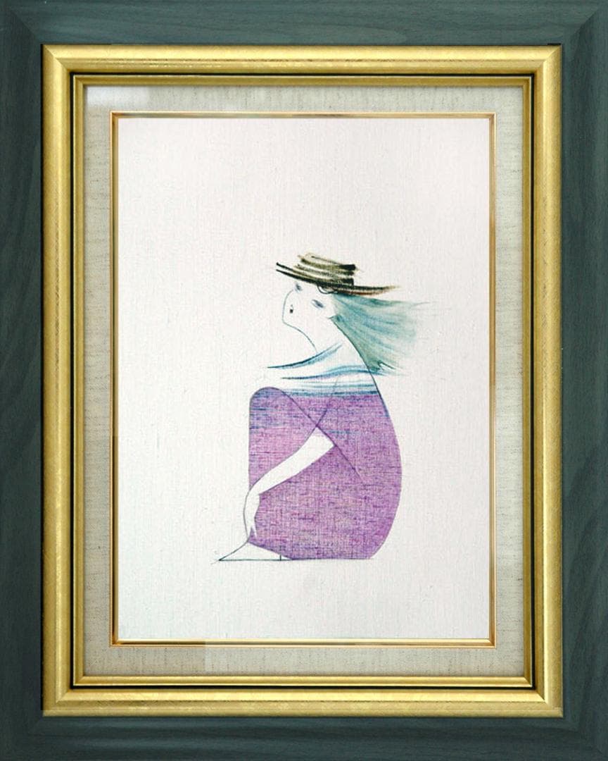 油絵 菅家令子 絵 絵画 インテリア 額付(銀) F4-080414 人物 女性