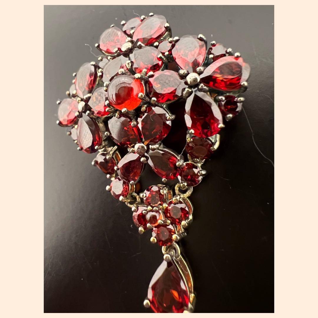 ボヘミアンガーネット ブローチ＆ネックレストップ シルバー925 良品