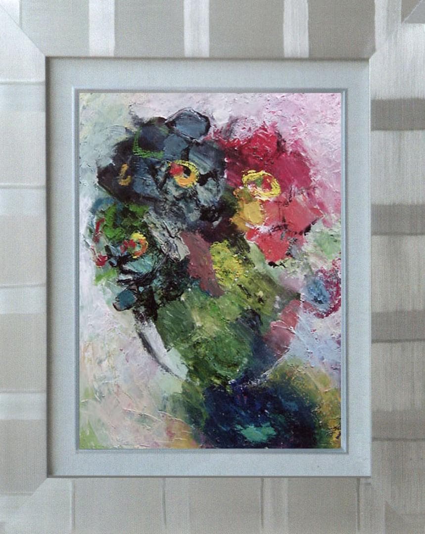 油絵 菅家令子 絵 絵画 インテリア 額付(白) uF6-111302 花