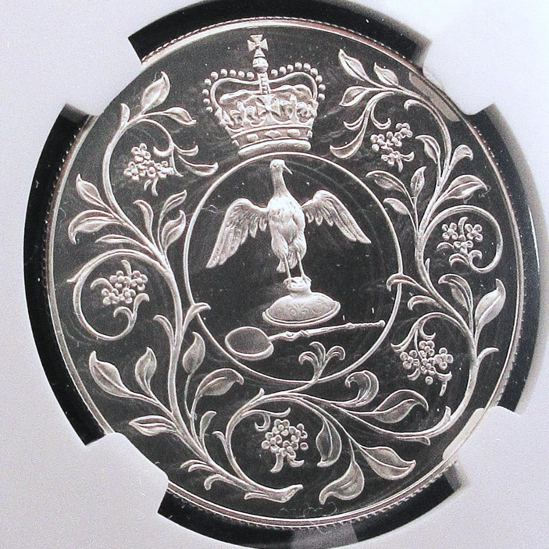 1977 イギリス 25ペンス銀貨 シルバージュビリー NGC 