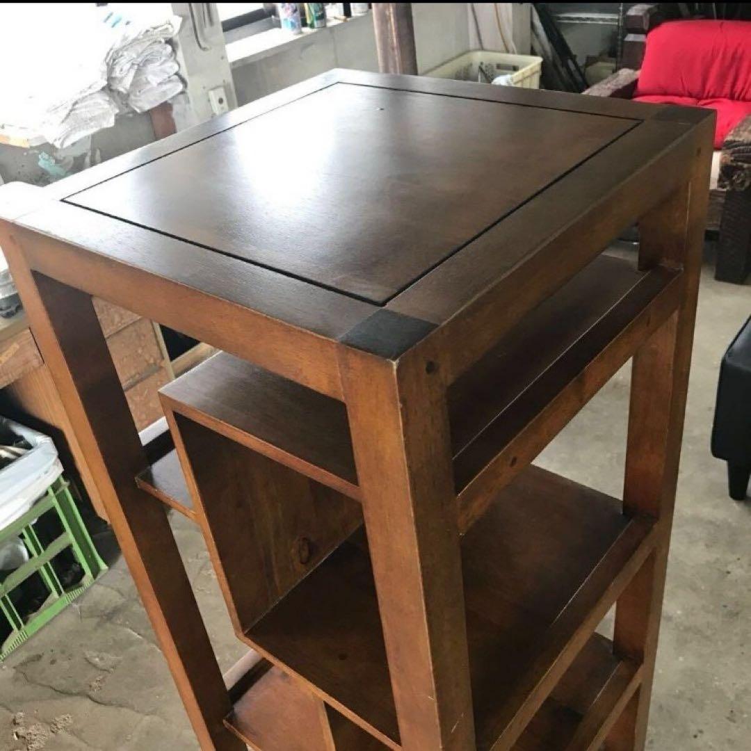 ハ*カ様 綺麗めです。 天然木 チーク無垢材 角棚 オープンシェルフ 引出し付き