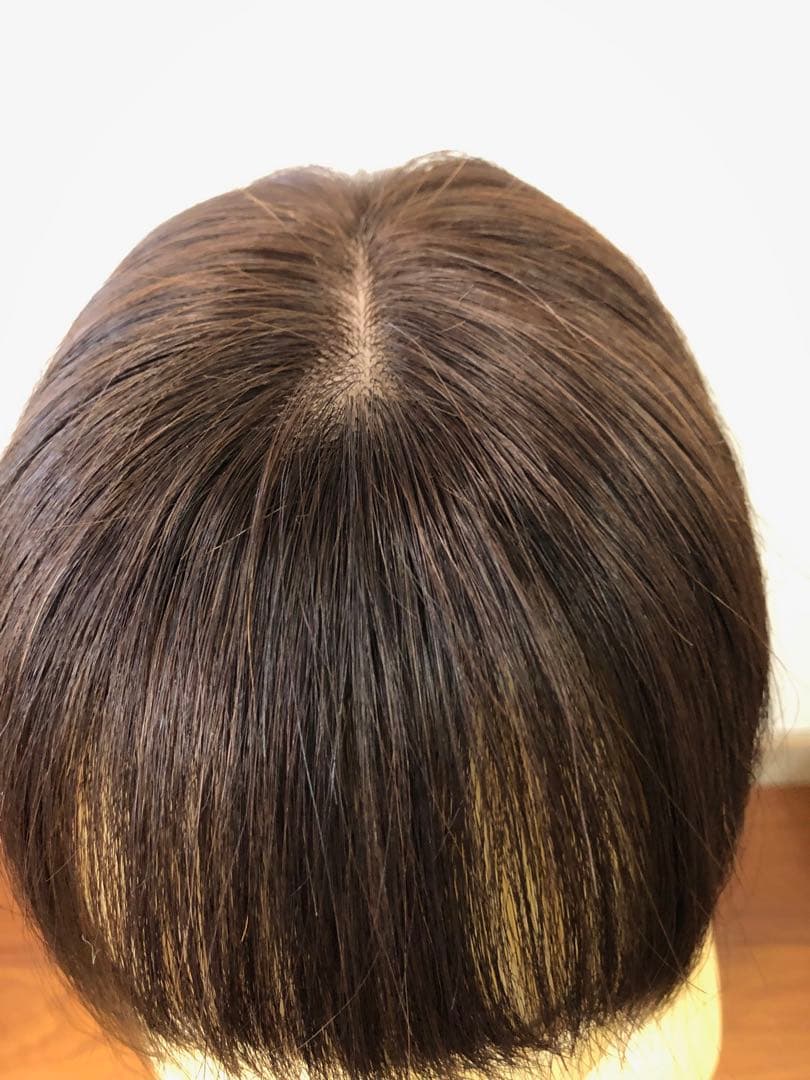 人毛100%ショートウィッグ　人毛ヘアピース　トップピース　部分ウィッグ　頭頂部
