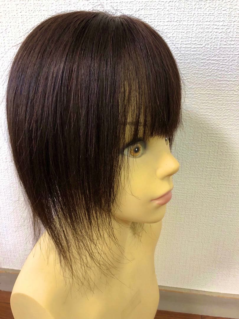 人毛100%ショートウィッグ　人毛ヘアピース　トップピース　部分ウィッグ　頭頂部