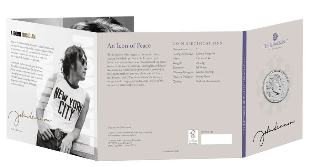 ジョンレノン＆ポールマッカートニー英国記念限定5ポンド友情SETビートルズ