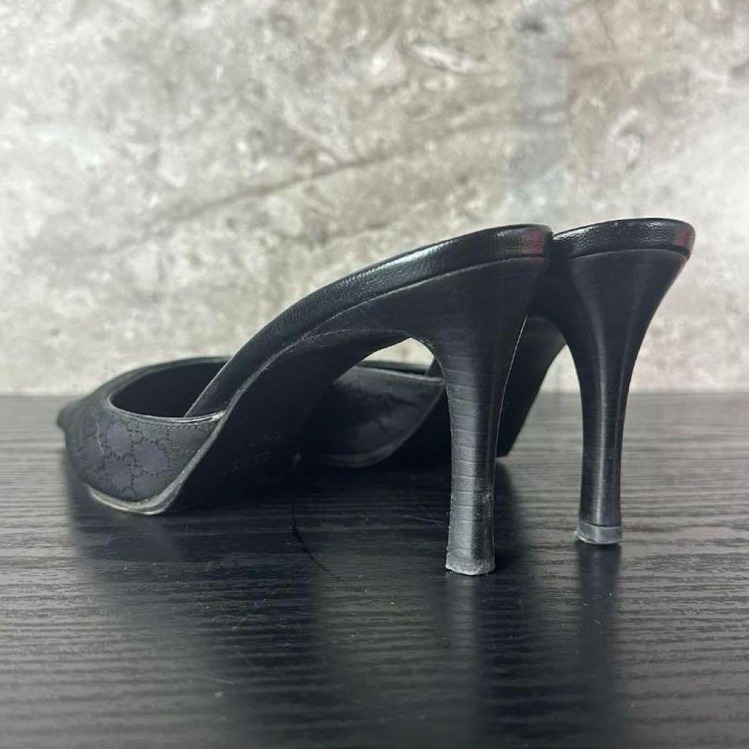 S67 美品 GUCCI GG柄 ミュール 箱付き黒 35.5(22.5cm)