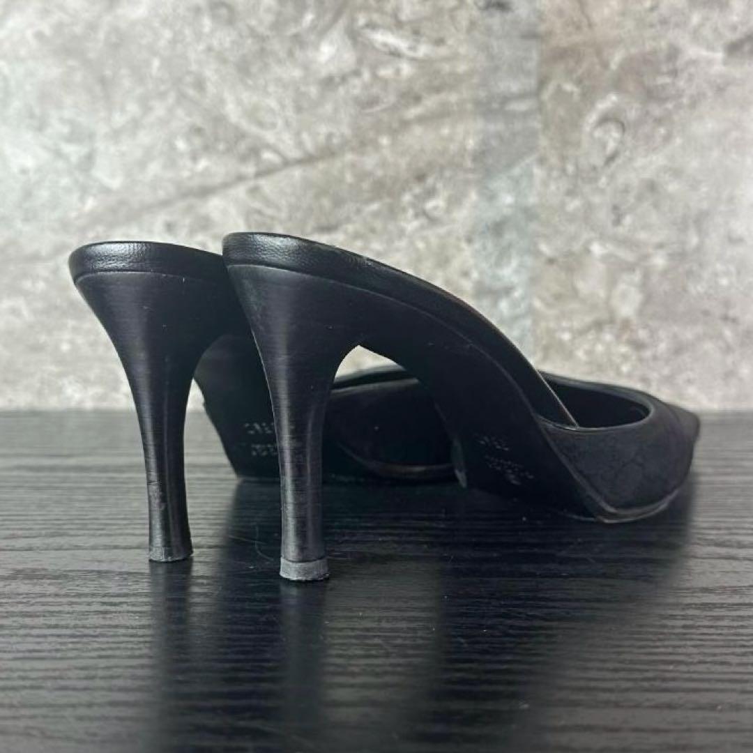 S67 美品 GUCCI GG柄 ミュール 箱付き黒 35.5(22.5cm)