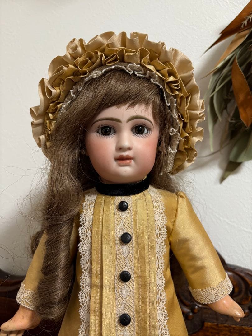 アンティークドール ビスクドール ドレス ボネ シルク レース