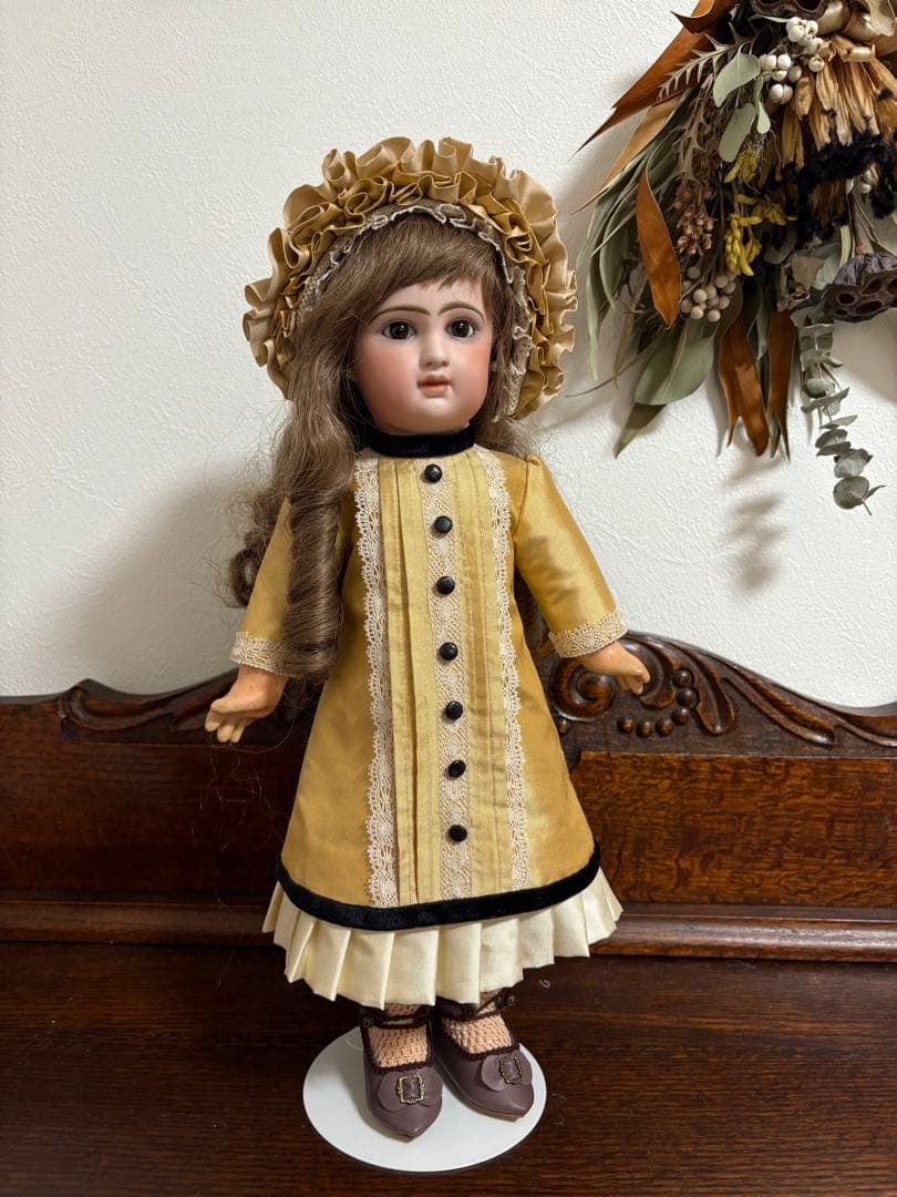 アンティークドール ビスクドール ドレス ボネ シルク レース