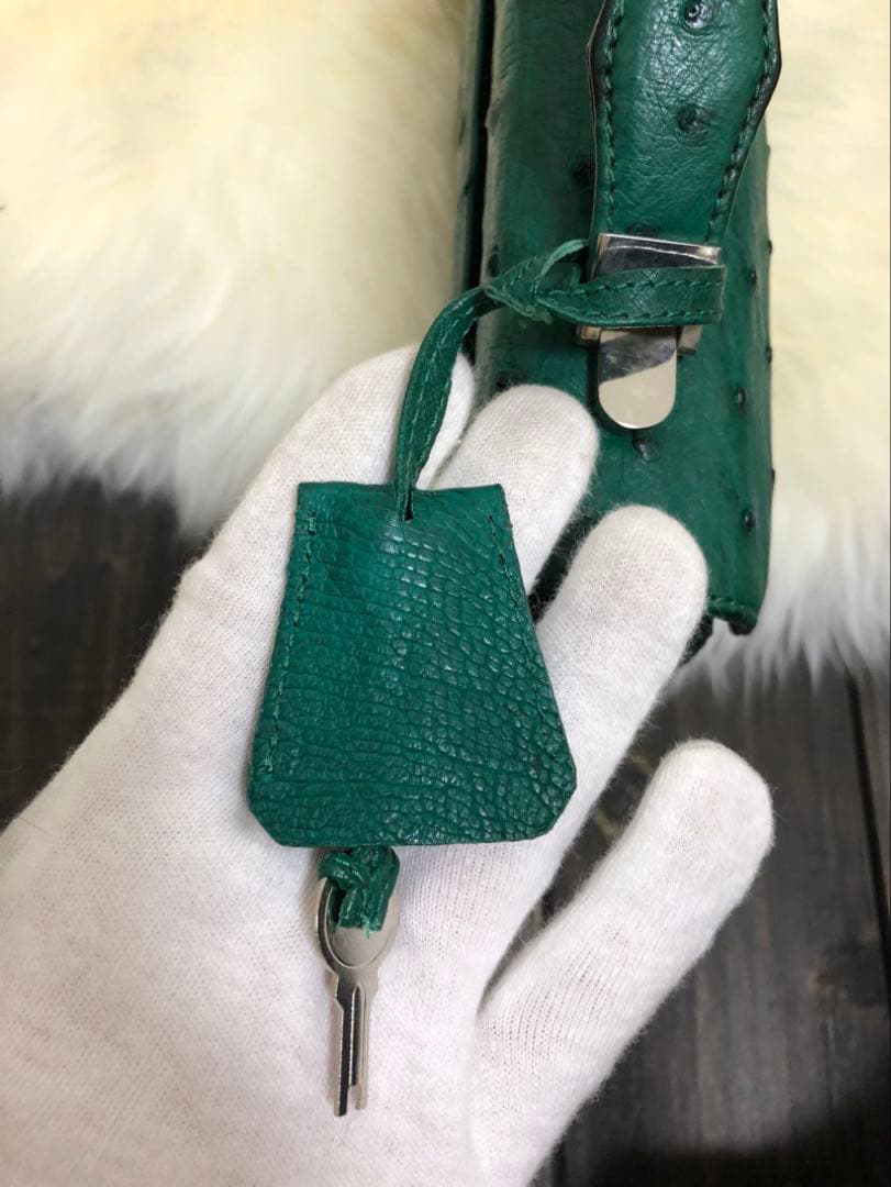 日本製 JRA認定 オーストリッチ公文バッグ 緑