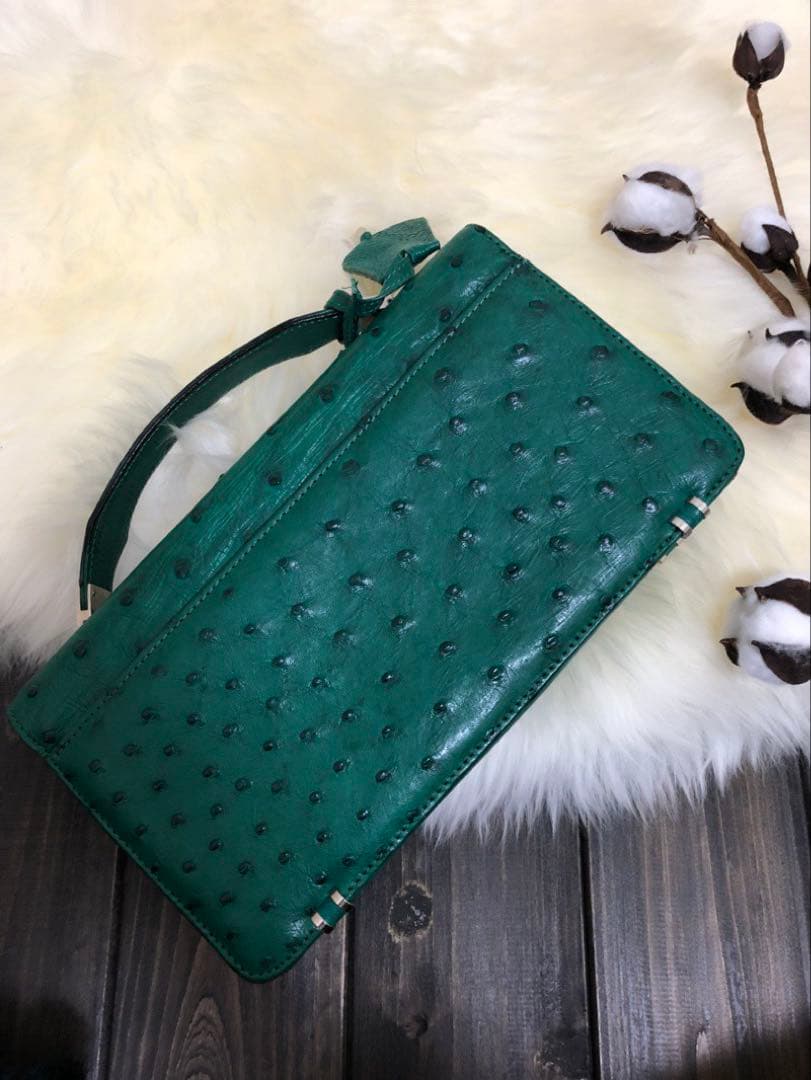 日本製 JRA認定 オーストリッチ公文バッグ 緑