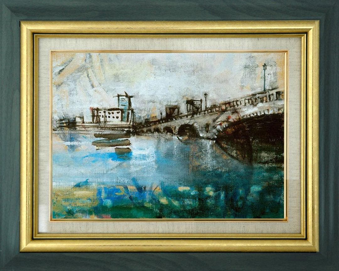 油絵 菅家令子 絵 絵画 インテリア F4-090914 風景 万代橋 新潟